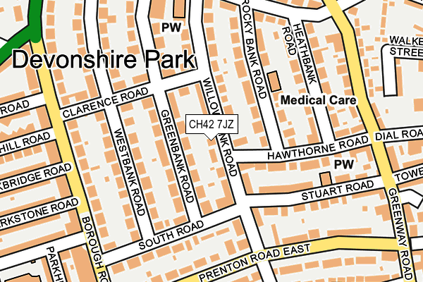 CH42 7JZ map - OS OpenMap – Local (Ordnance Survey)