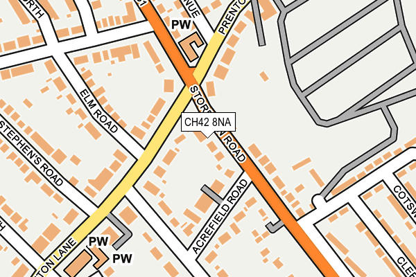 CH42 8NA map - OS OpenMap – Local (Ordnance Survey)