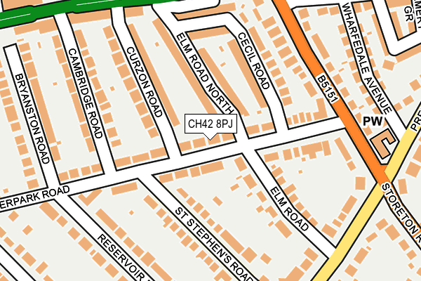 CH42 8PJ map - OS OpenMap – Local (Ordnance Survey)