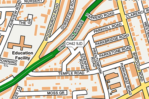 CH42 9JD map - OS OpenMap – Local (Ordnance Survey)