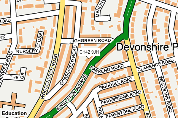 CH42 9JH map - OS OpenMap – Local (Ordnance Survey)