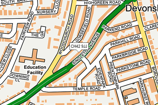 CH42 9JJ map - OS OpenMap – Local (Ordnance Survey)