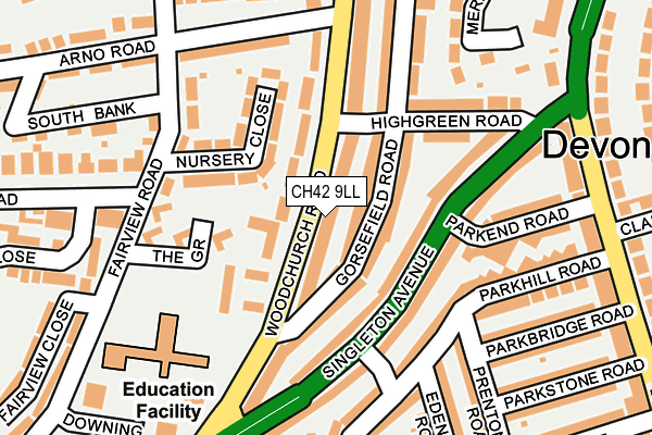 CH42 9LL map - OS OpenMap – Local (Ordnance Survey)