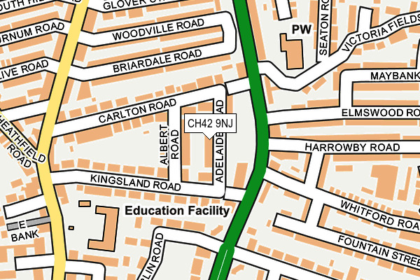 CH42 9NJ map - OS OpenMap – Local (Ordnance Survey)