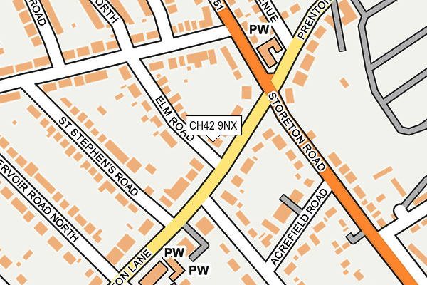 CH42 9NX map - OS OpenMap – Local (Ordnance Survey)