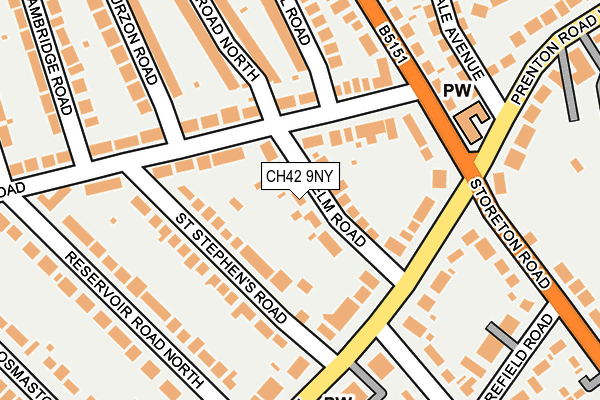 CH42 9NY map - OS OpenMap – Local (Ordnance Survey)