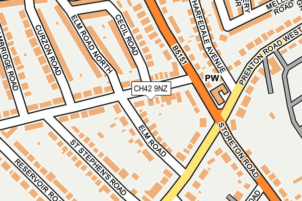 CH42 9NZ map - OS OpenMap – Local (Ordnance Survey)