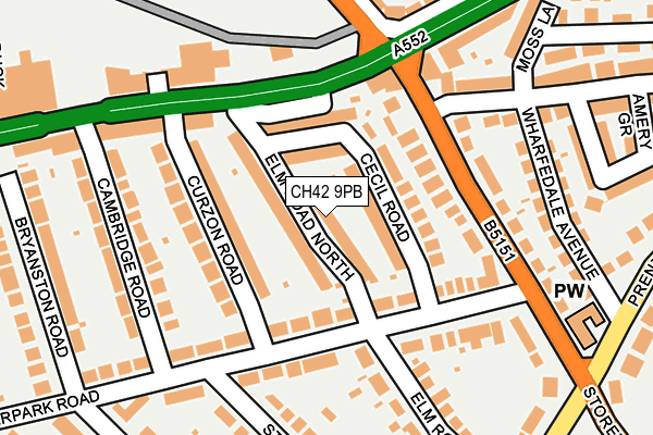 CH42 9PB map - OS OpenMap – Local (Ordnance Survey)