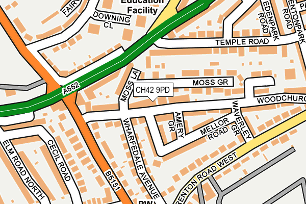 CH42 9PD map - OS OpenMap – Local (Ordnance Survey)