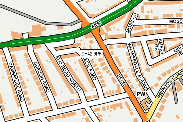 CH42 9PF map - OS OpenMap – Local (Ordnance Survey)