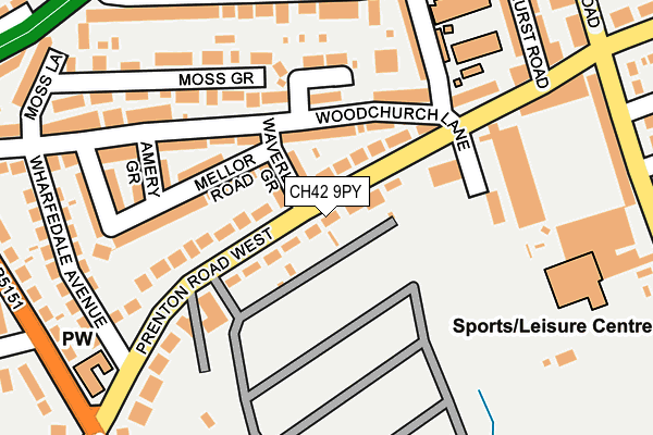 CH42 9PY map - OS OpenMap – Local (Ordnance Survey)