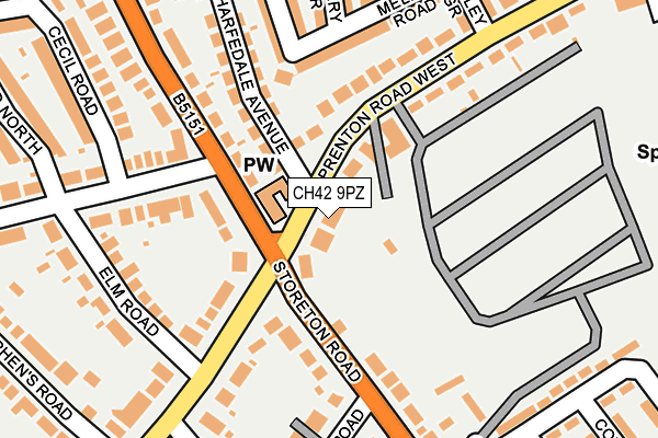 CH42 9PZ map - OS OpenMap – Local (Ordnance Survey)