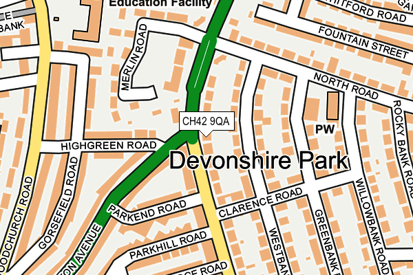 CH42 9QA map - OS OpenMap – Local (Ordnance Survey)