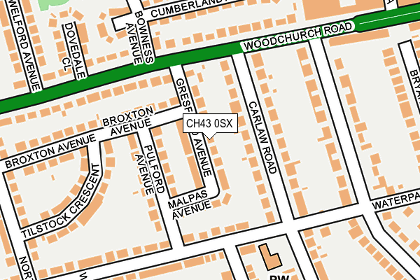 CH43 0SX map - OS OpenMap – Local (Ordnance Survey)