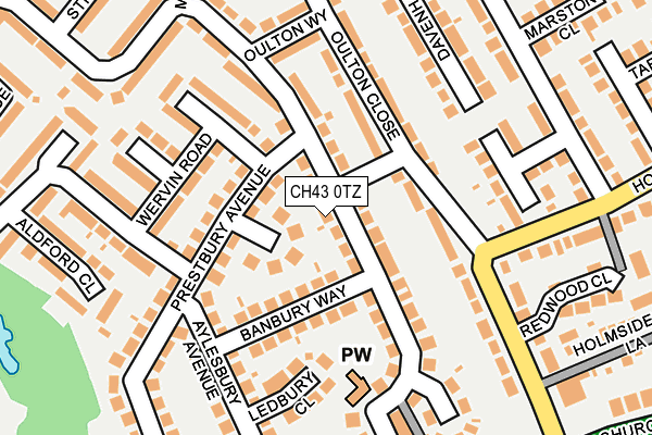 CH43 0TZ map - OS OpenMap – Local (Ordnance Survey)