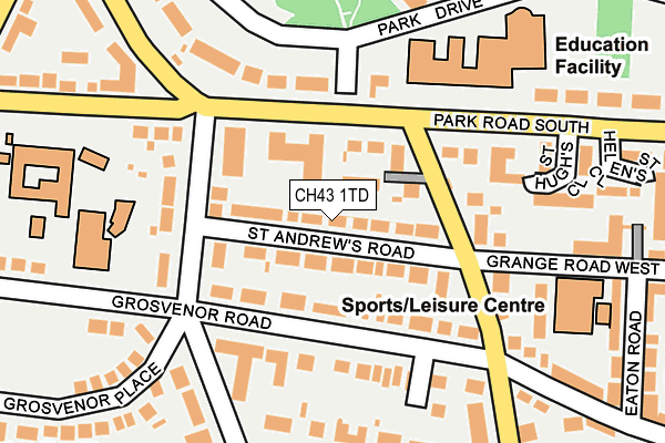 CH43 1TD map - OS OpenMap – Local (Ordnance Survey)