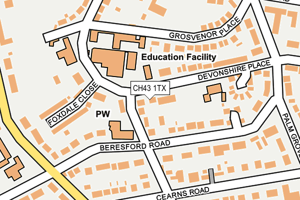 CH43 1TX map - OS OpenMap – Local (Ordnance Survey)