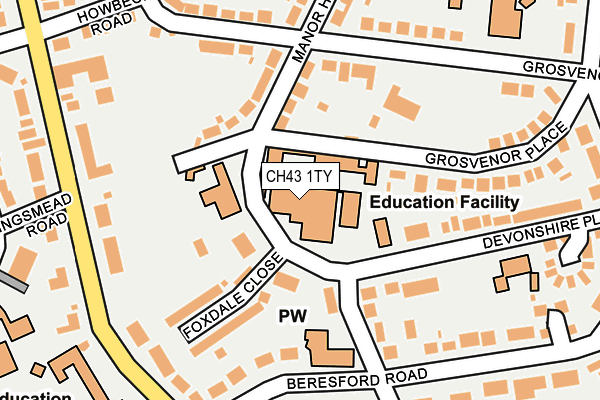 CH43 1TY map - OS OpenMap – Local (Ordnance Survey)