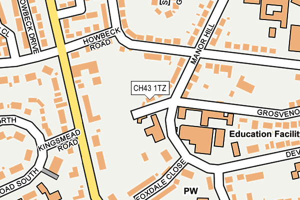 CH43 1TZ map - OS OpenMap – Local (Ordnance Survey)