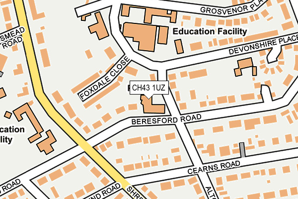 CH43 1UZ map - OS OpenMap – Local (Ordnance Survey)