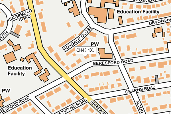 CH43 1XJ map - OS OpenMap – Local (Ordnance Survey)