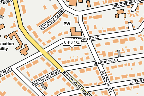 CH43 1XL map - OS OpenMap – Local (Ordnance Survey)