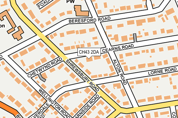 CH43 2DA map - OS OpenMap – Local (Ordnance Survey)