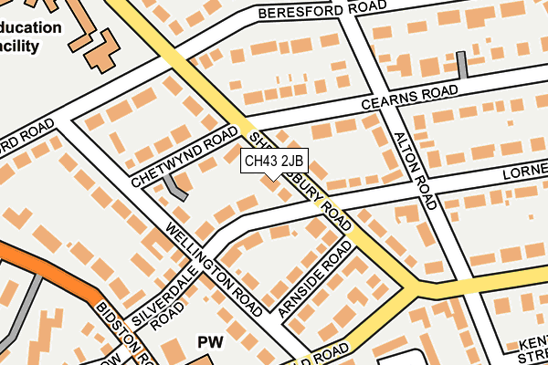 CH43 2JB map - OS OpenMap – Local (Ordnance Survey)