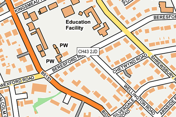 CH43 2JD map - OS OpenMap – Local (Ordnance Survey)