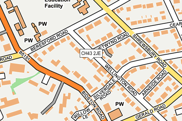 CH43 2JE map - OS OpenMap – Local (Ordnance Survey)