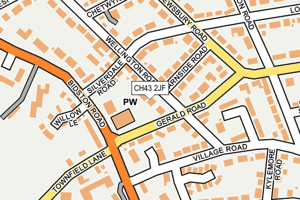 CH43 2JF map - OS OpenMap – Local (Ordnance Survey)