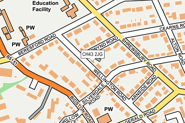 CH43 2JG map - OS OpenMap – Local (Ordnance Survey)