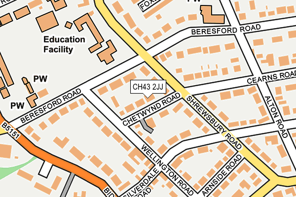 CH43 2JJ map - OS OpenMap – Local (Ordnance Survey)