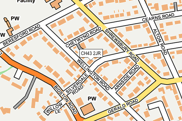 CH43 2JR map - OS OpenMap – Local (Ordnance Survey)