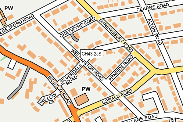 CH43 2JS map - OS OpenMap – Local (Ordnance Survey)