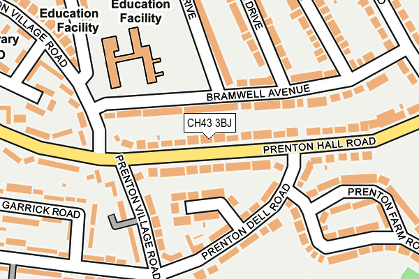 CH43 3BJ map - OS OpenMap – Local (Ordnance Survey)