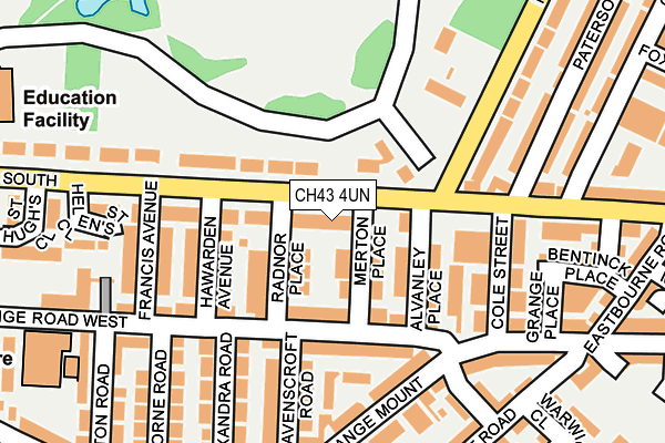 CH43 4UN map - OS OpenMap – Local (Ordnance Survey)