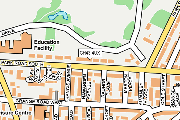 CH43 4UX map - OS OpenMap – Local (Ordnance Survey)