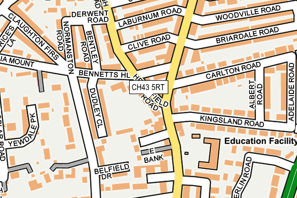 CH43 5RT map - OS OpenMap – Local (Ordnance Survey)