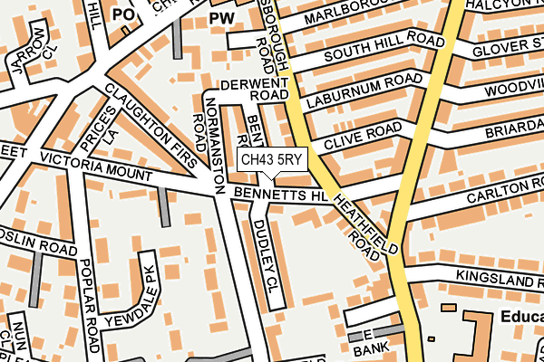 CH43 5RY map - OS OpenMap – Local (Ordnance Survey)