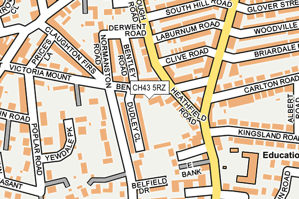 CH43 5RZ map - OS OpenMap – Local (Ordnance Survey)