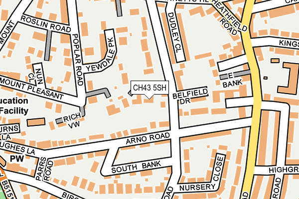 CH43 5SH map - OS OpenMap – Local (Ordnance Survey)