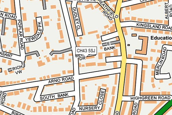 CH43 5SJ map - OS OpenMap – Local (Ordnance Survey)