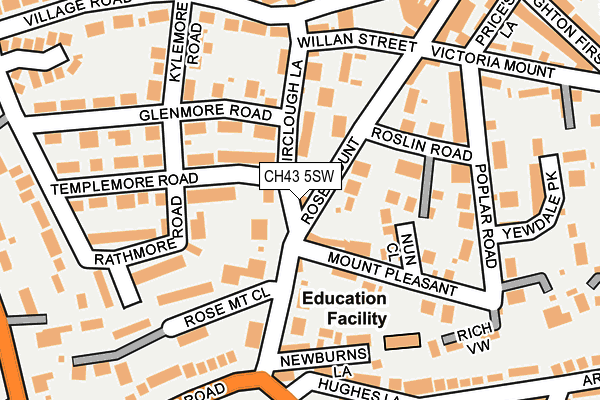 CH43 5SW map - OS OpenMap – Local (Ordnance Survey)