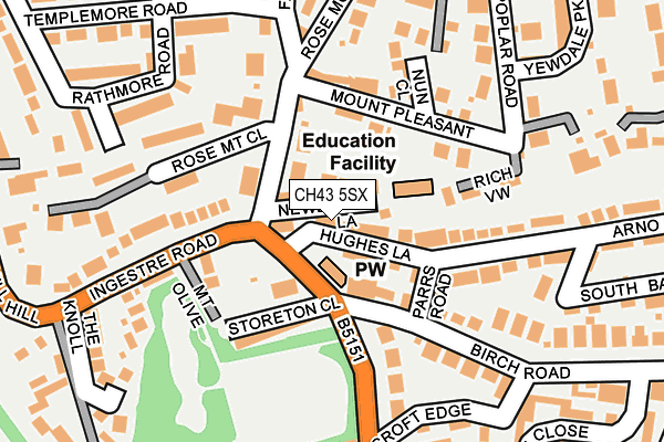 CH43 5SX map - OS OpenMap – Local (Ordnance Survey)