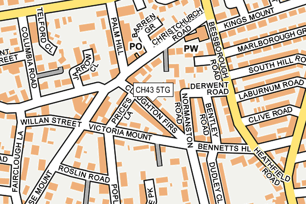 CH43 5TG map - OS OpenMap – Local (Ordnance Survey)