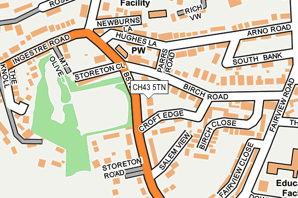 CH43 5TN map - OS OpenMap – Local (Ordnance Survey)