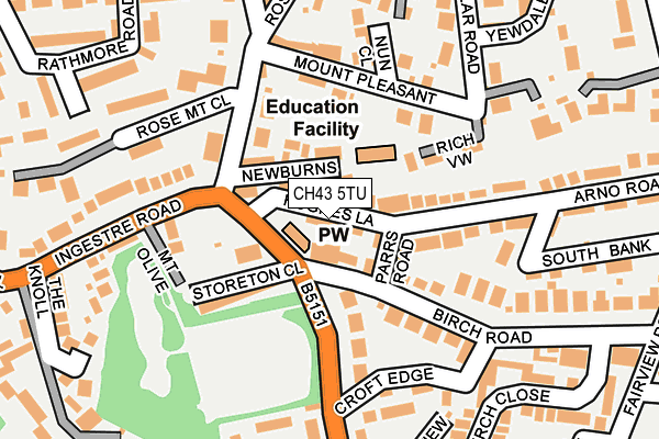 CH43 5TU map - OS OpenMap – Local (Ordnance Survey)