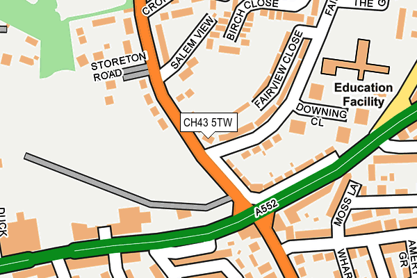 CH43 5TW map - OS OpenMap – Local (Ordnance Survey)