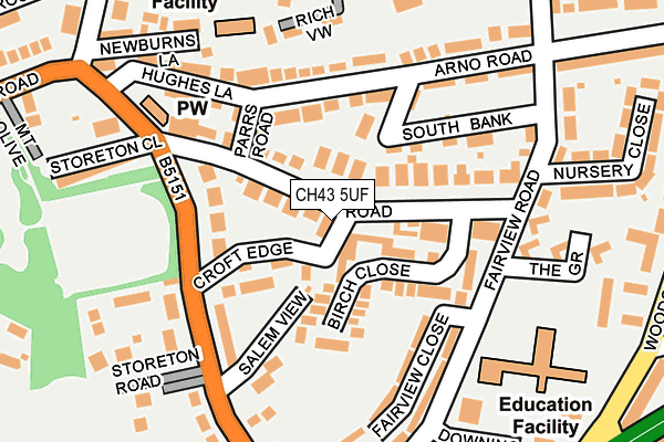 CH43 5UF map - OS OpenMap – Local (Ordnance Survey)
